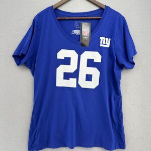 Pro Line Fanatics NY Giants #26 Barkley V-Neck T-Shirt Women's‎ XL Blue New York